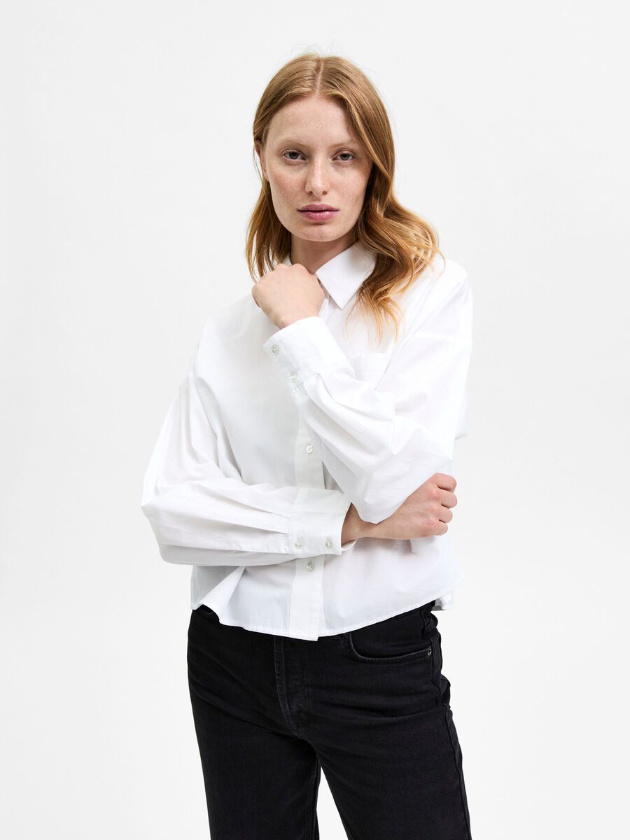 CROP LS WHITE SHIRT