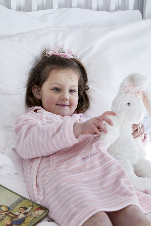 Children's Hooded Towel Robe - Rose/White