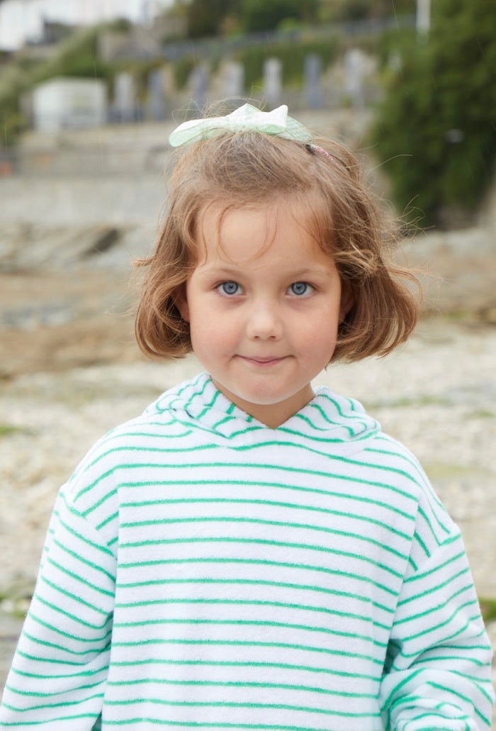 Children's Hooded Towel Robe - White/Apple