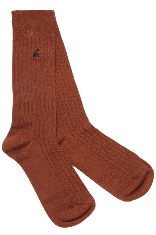 CHESTNUT BROWN Ribbed Bamboo Socks