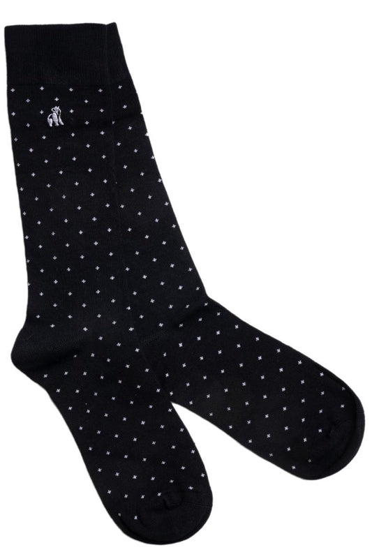 spotted black bamboo socks