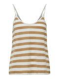 V-NECK STRIPE STRAP TOP - Kelp