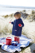 Children's Hooded Towel Robe - Navy/White
