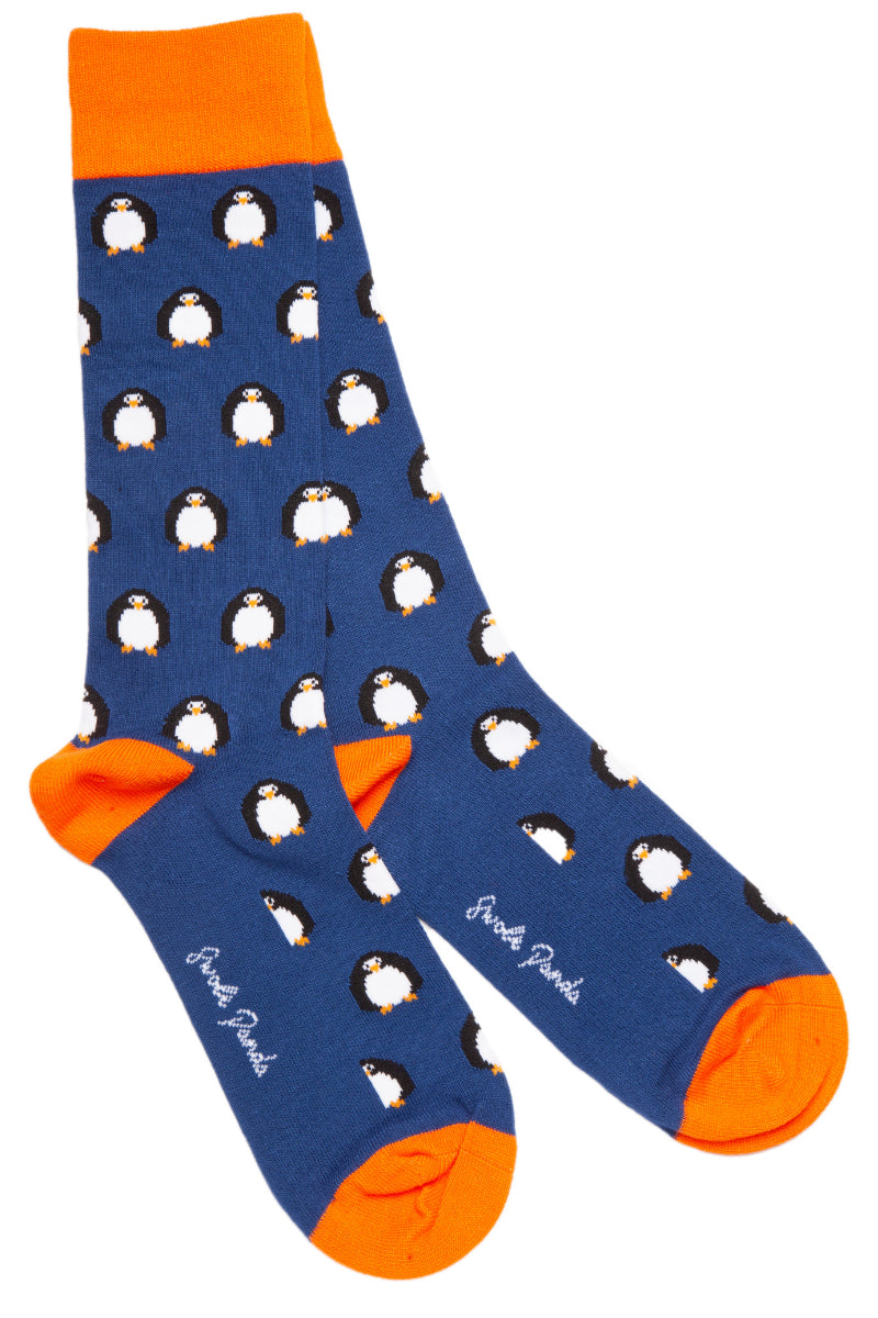 Navy Penguin Penguin Bamboo Socks