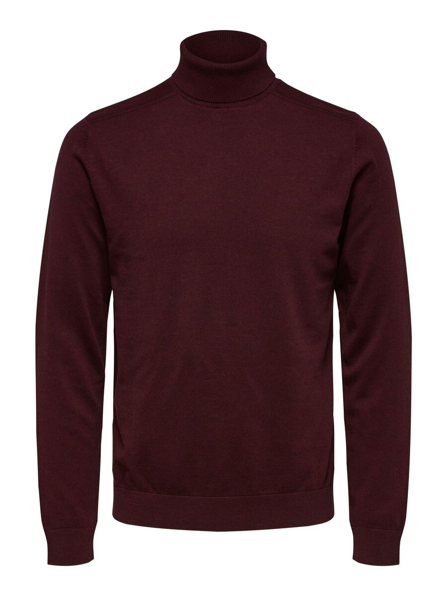 KNITTED ROLL NECK  - Wine Melange