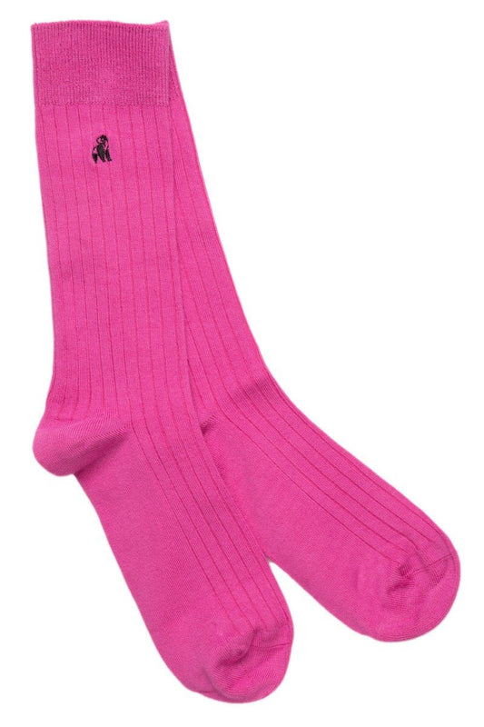 Rich Pink Ribbed Bamboo Socks