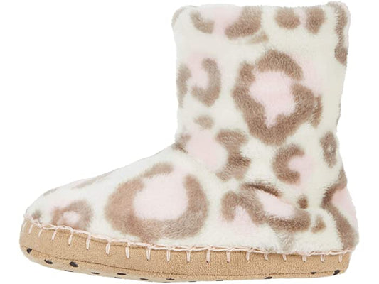 painted leopard fleece slippers