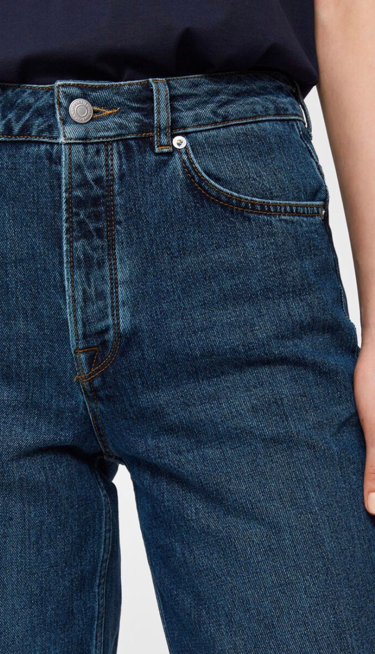STRAIGHT LEG HW JEANS - Inky Blue