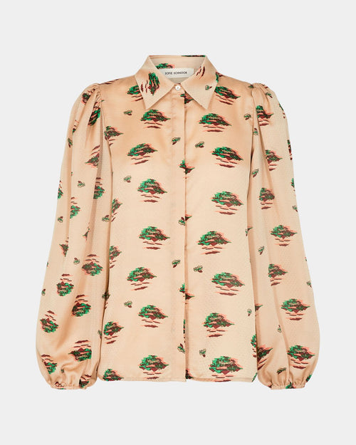 Beige Silk Pattern Blouse
