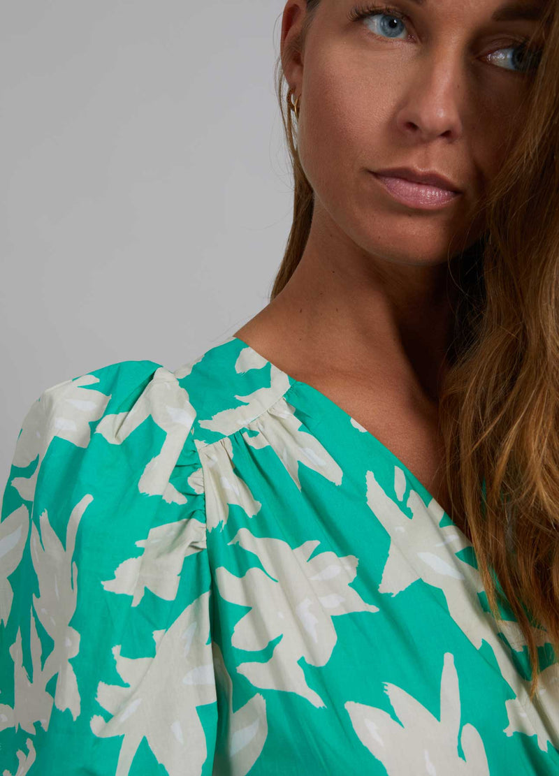 Wrap Dress with Wide Cuff - Wild Flower Print