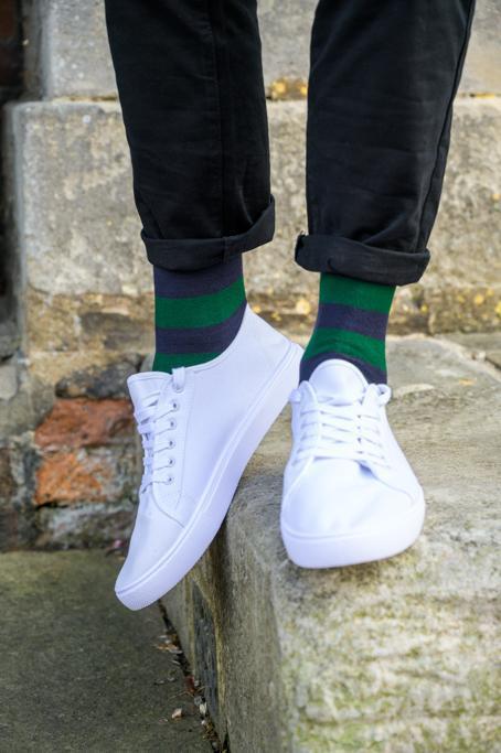 RACING GREEN Striped Bamboo Socks