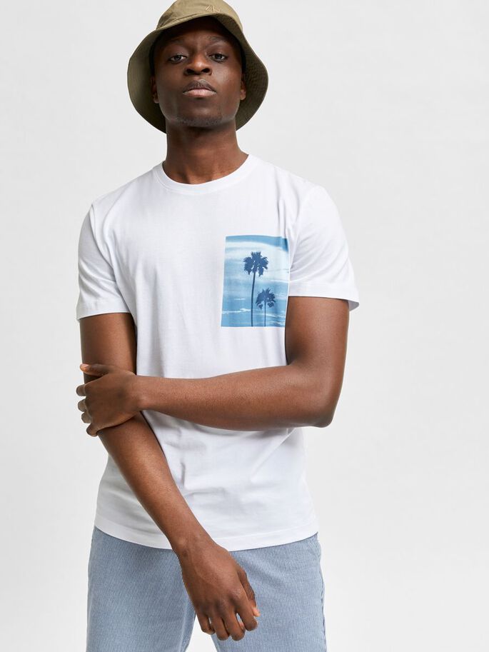 Organic Cotton Photo Print T-Shirt - Palm Trees