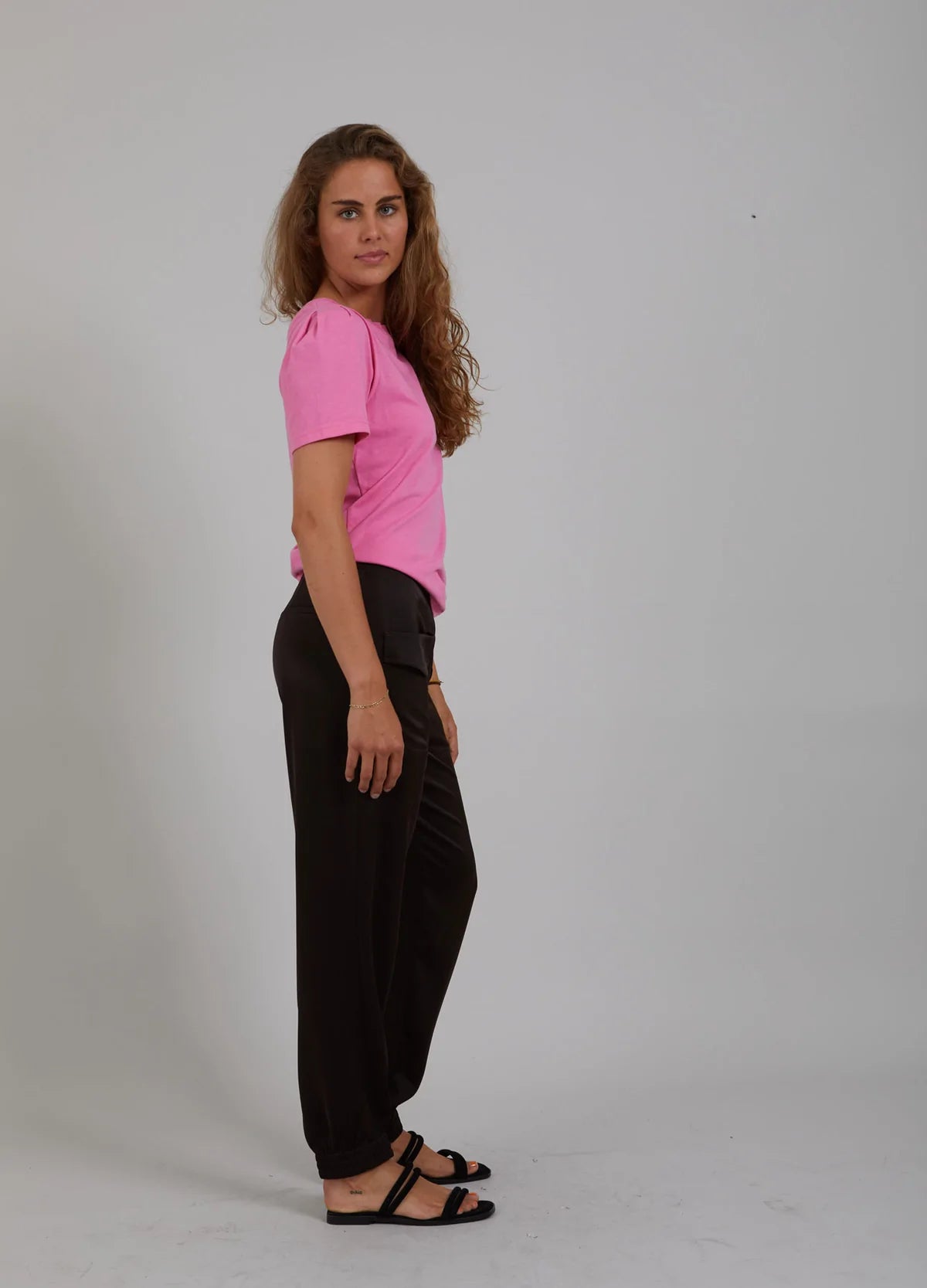 T-shirt With Pleats - Diva Pink