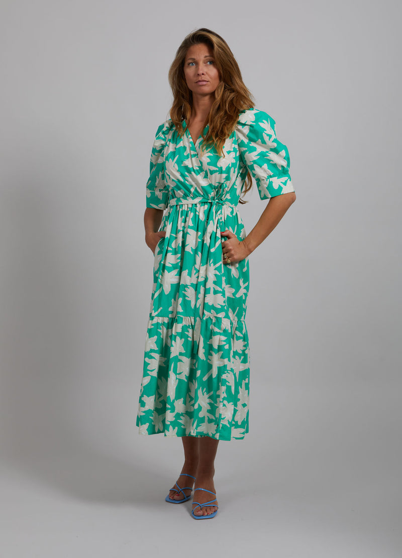 Wrap Dress with Wide Cuff - Wild Flower Print