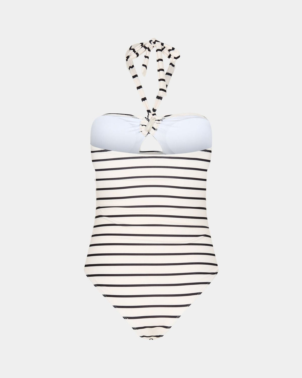 White & Black Stripe Swimsuit