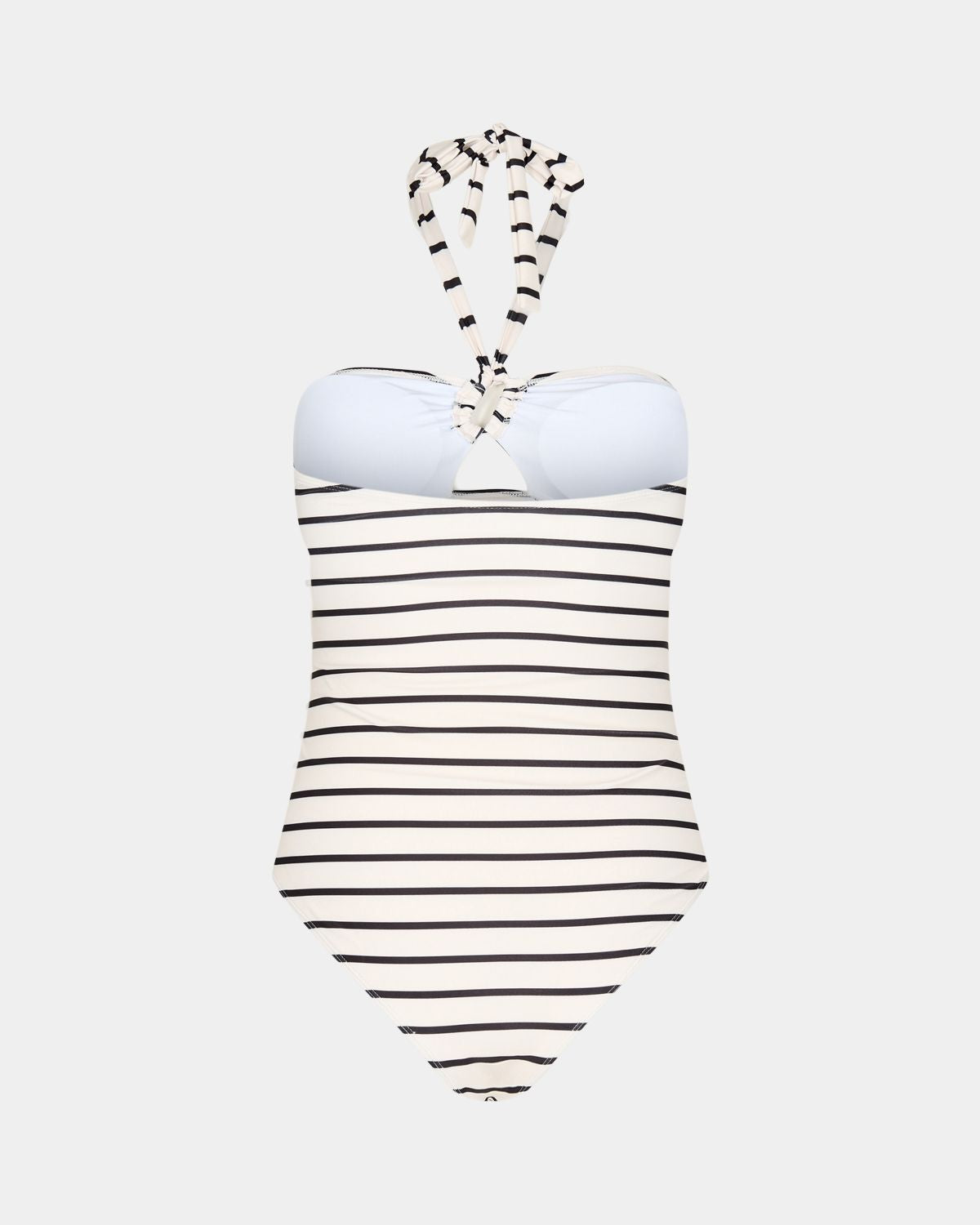 WHITE WITH BLACK STRIPE SWIMMING COSTUME