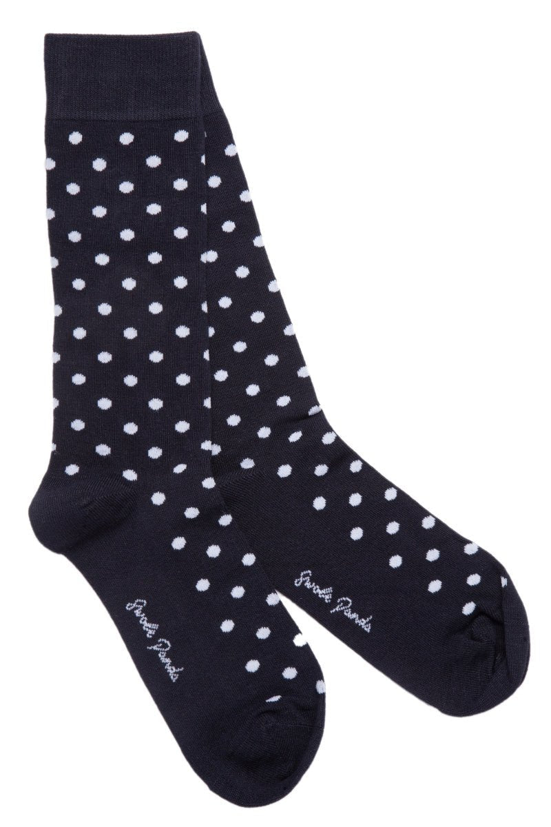 Navy Polka Dot Bamboo Socks