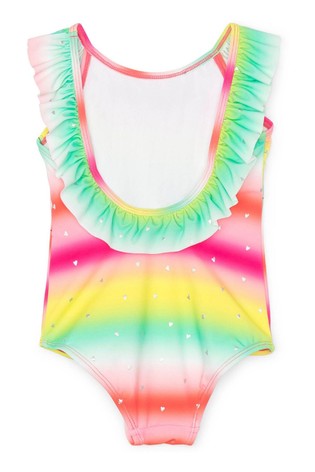 shimmer rainbow ruffle sleeve swimsuit