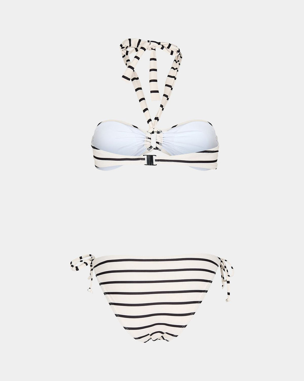 White and Black Stripe Bikini Set