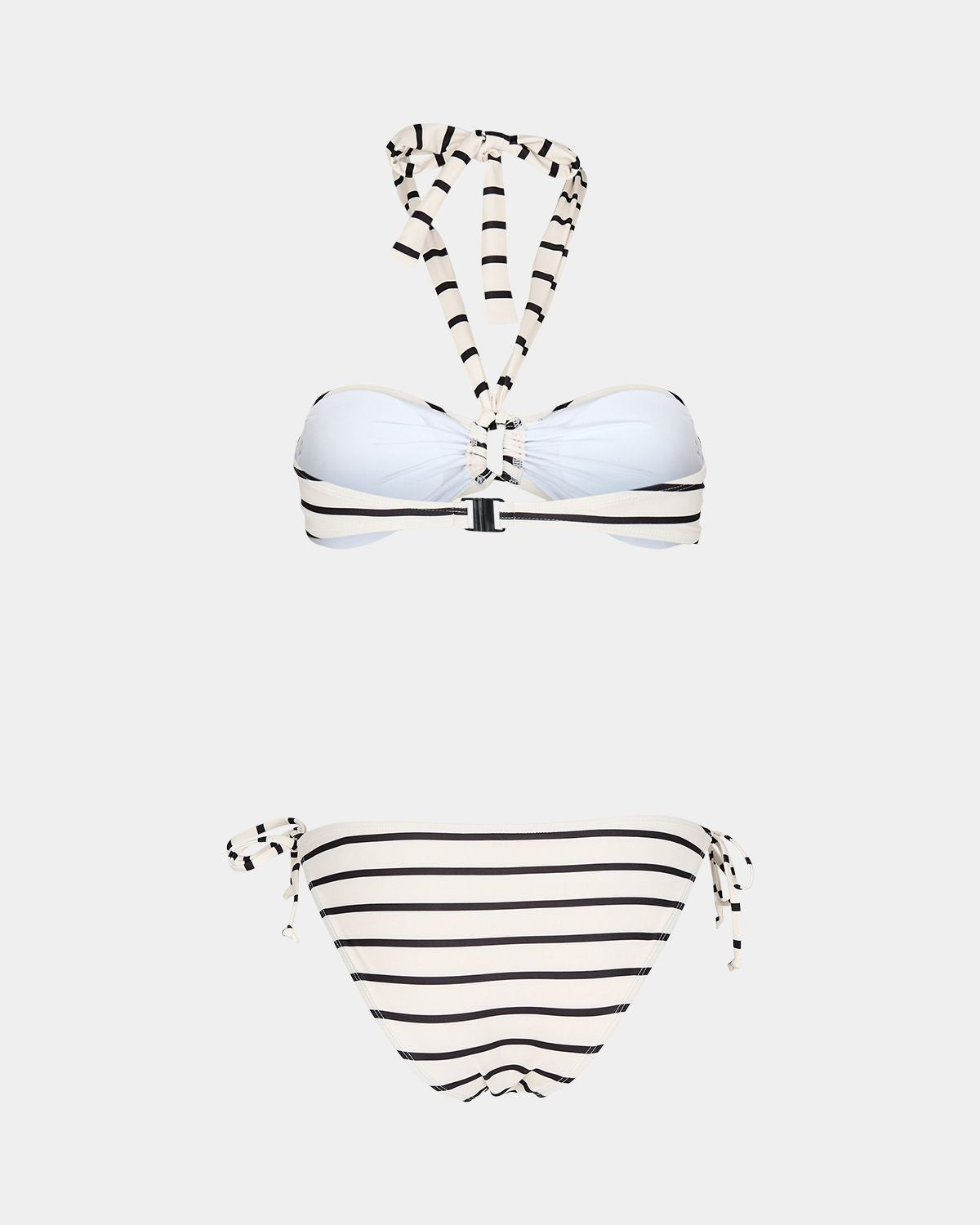 White and Black Stripe Bikini Set