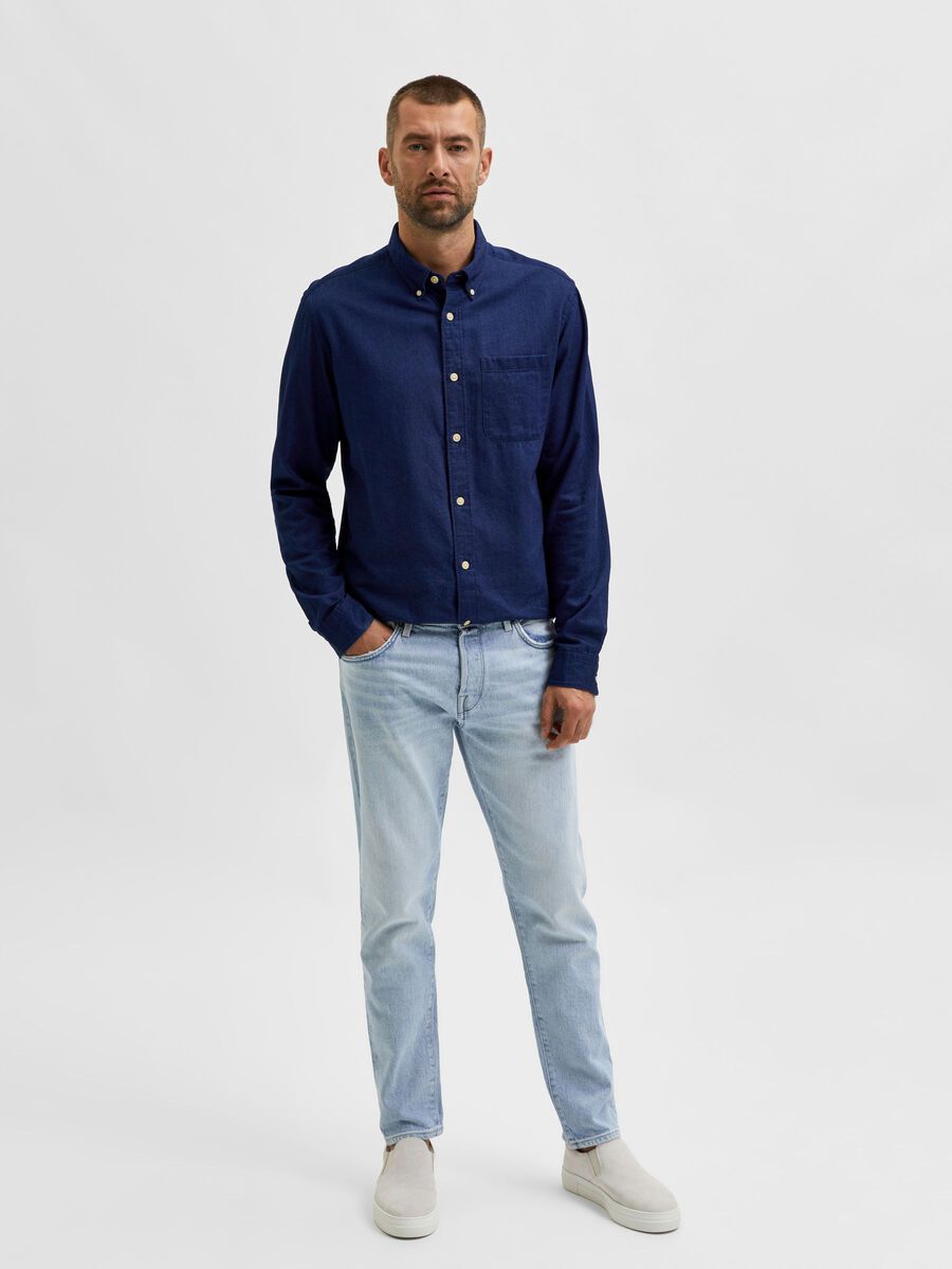 SLIM TAPERED FIT JEANS - Light Blue Denim