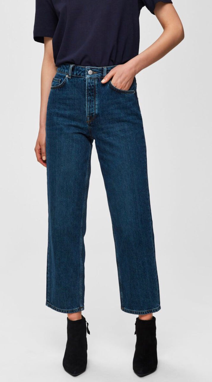 STRAIGHT LEG HW JEANS - Inky Blue