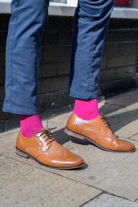 Cerise Ribbed Bamboo Socks