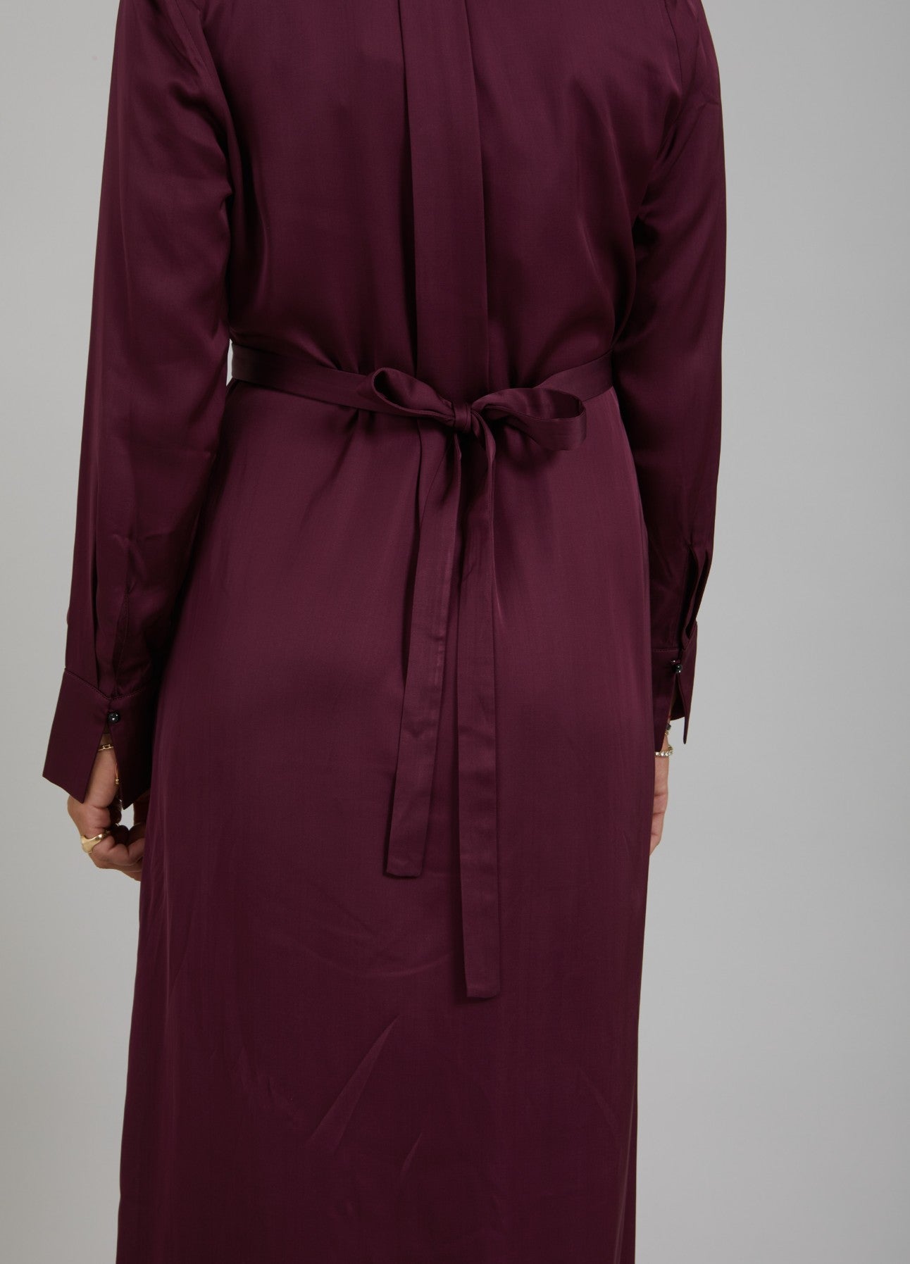 dress with v-neck gatherings - Bordeaux