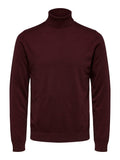 KNITTED ROLL NECK  - Wine Melange