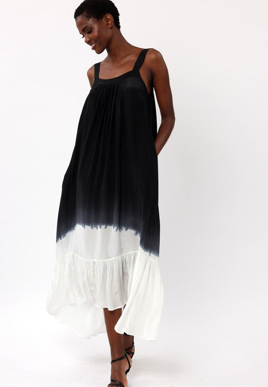 Black Dip Dye Printed Maxi Dress