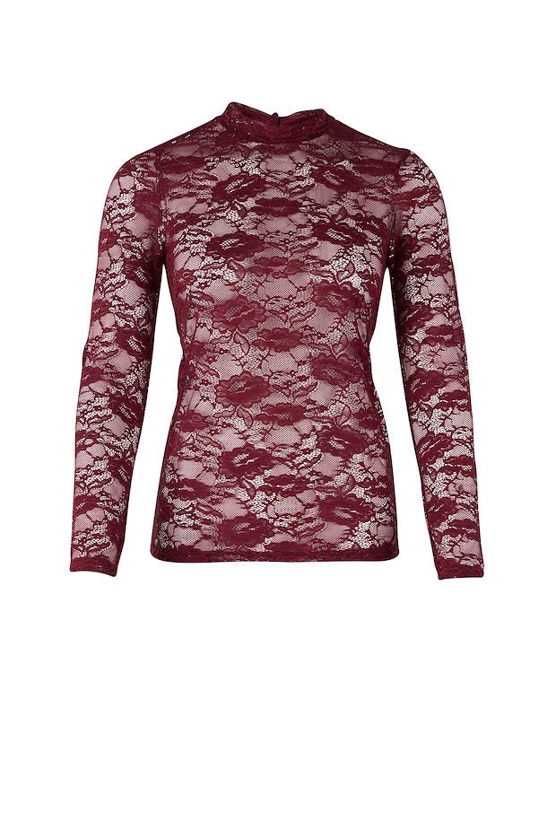 Stretch Lace Blouse - Burgundy