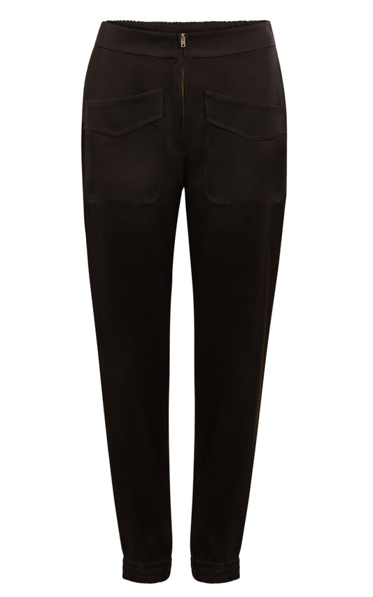 Trousers With Zipper - Night Brown