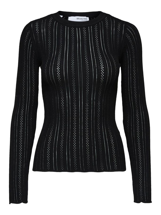 Long Sleeve Knit O-neck Pullover - Black