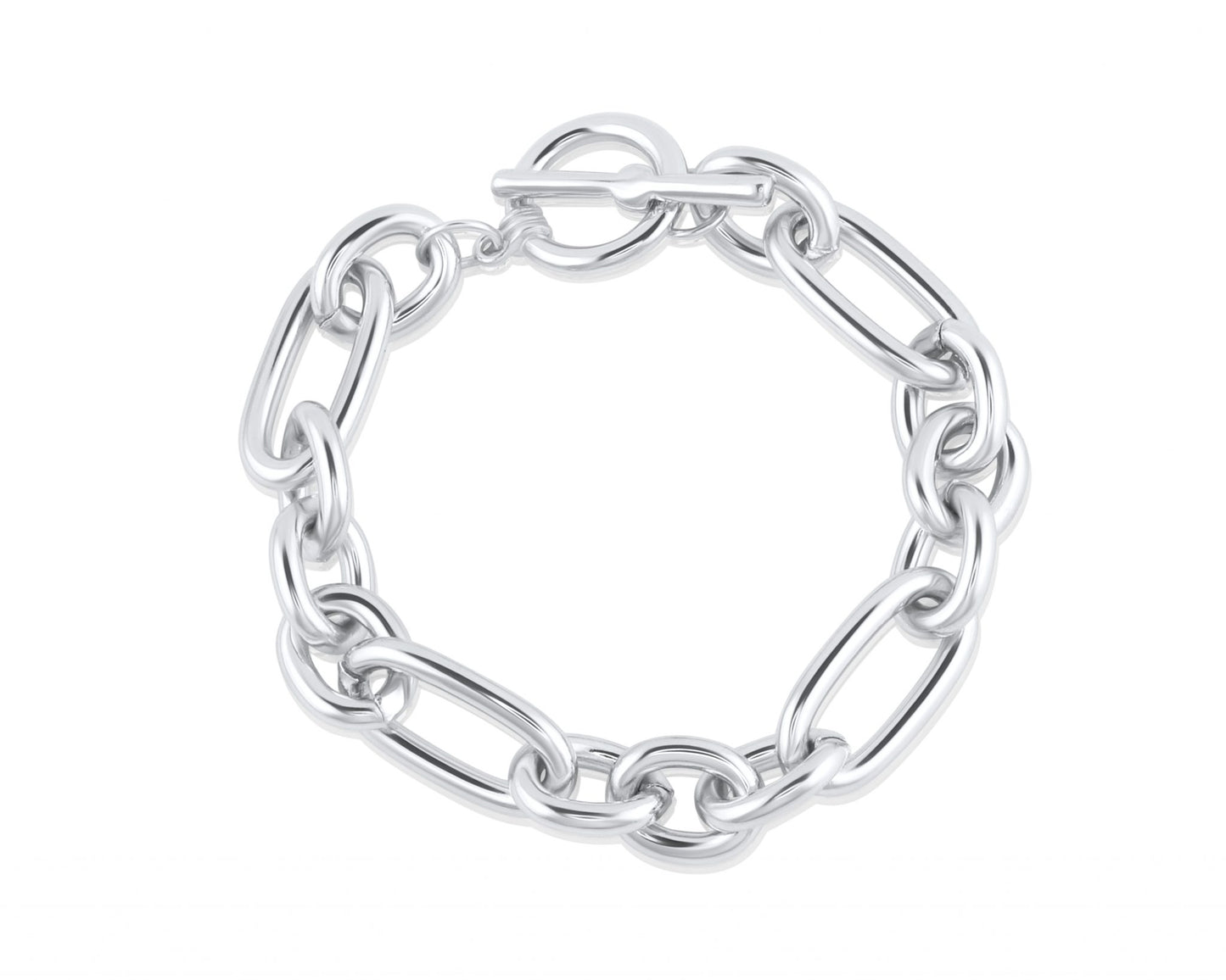 Maude oval links t-bar statement bracelet - gold or silver