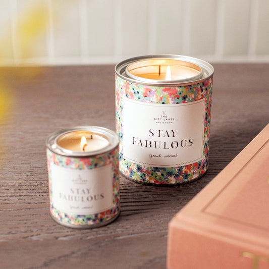 The Gift Label -  Stay Fabulous, Jasmine Vanilla Large Scented Candle Tin