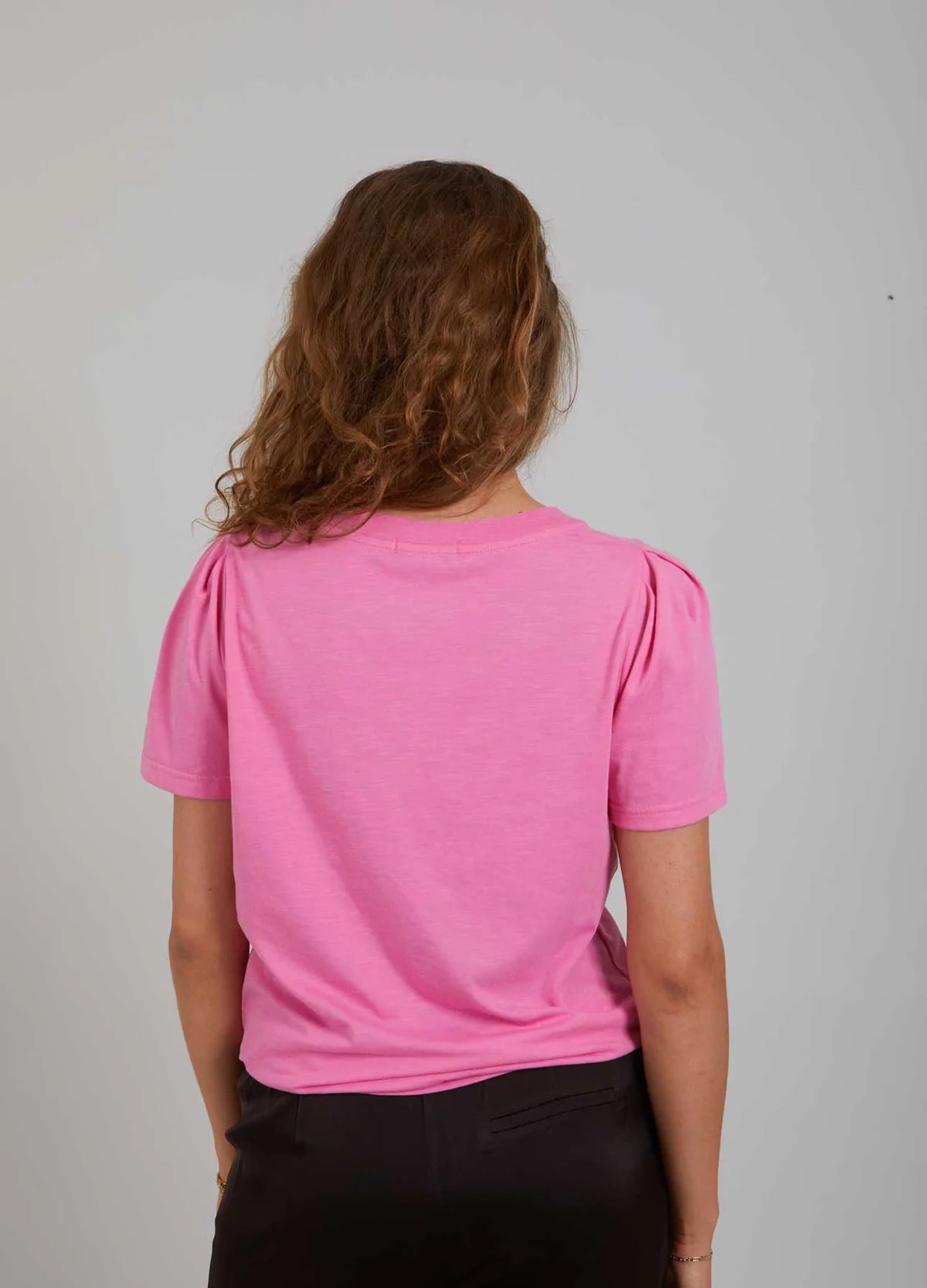 T-shirt With Pleats - Diva Pink
