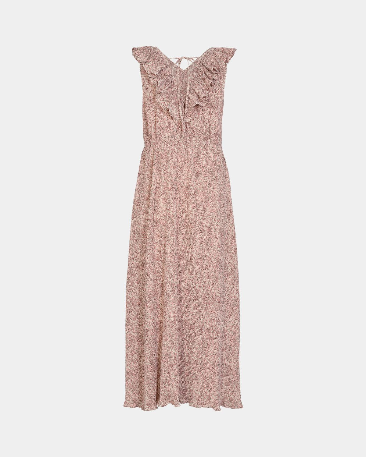 Pink Frill Sleeveless V-Neck Dress