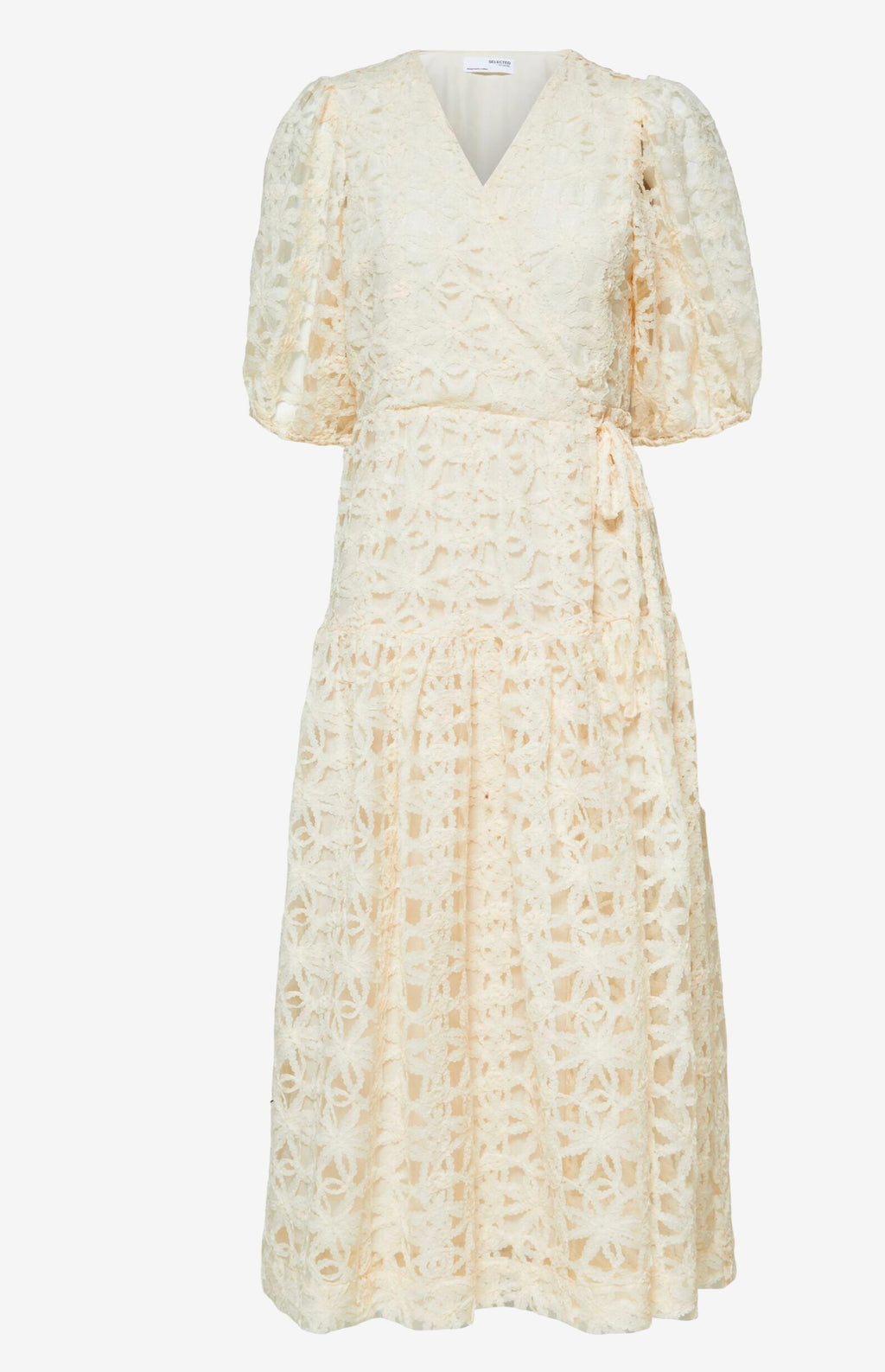 LACE WRAP DRESS - White