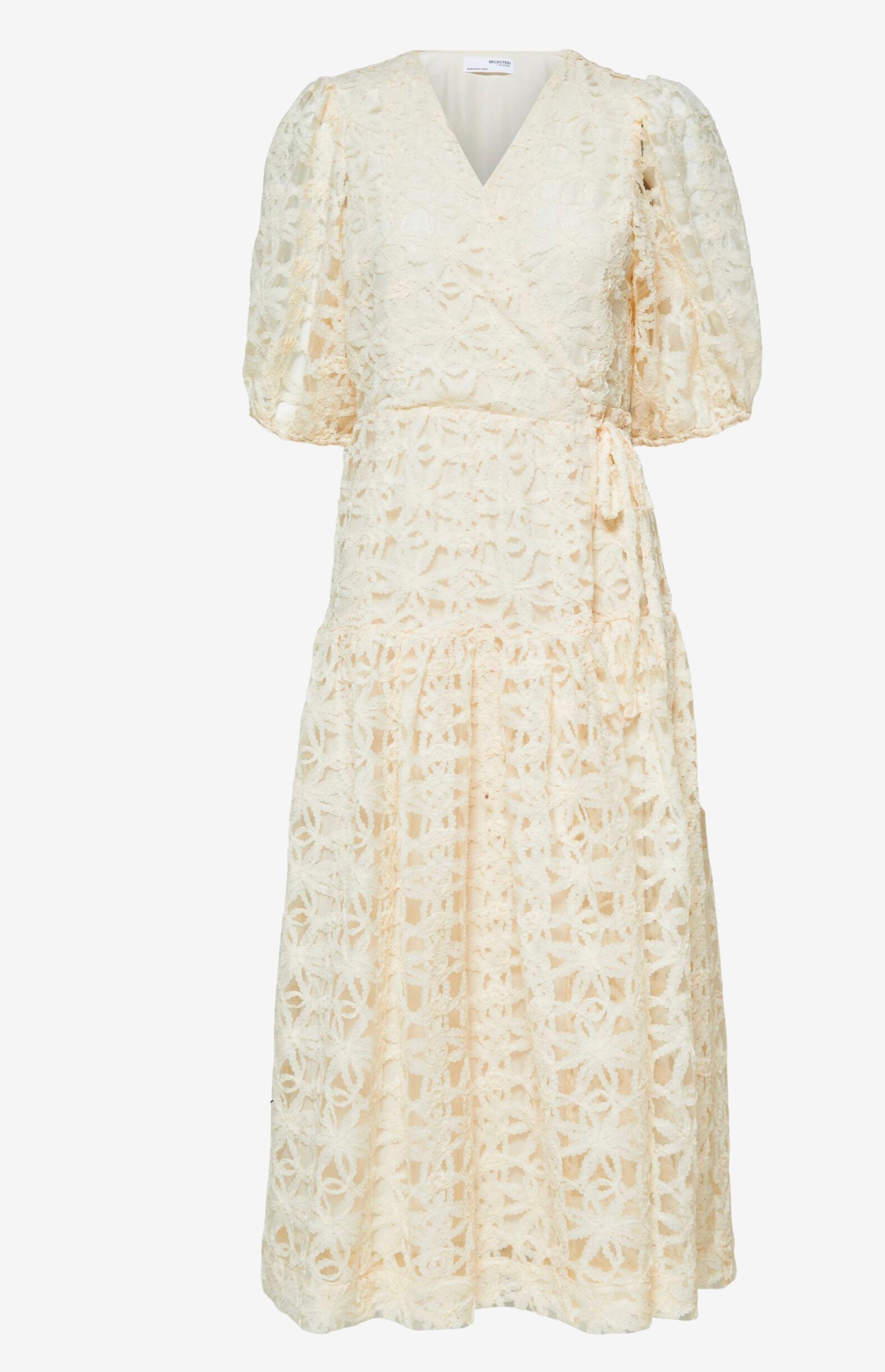 LACE WRAP DRESS - White