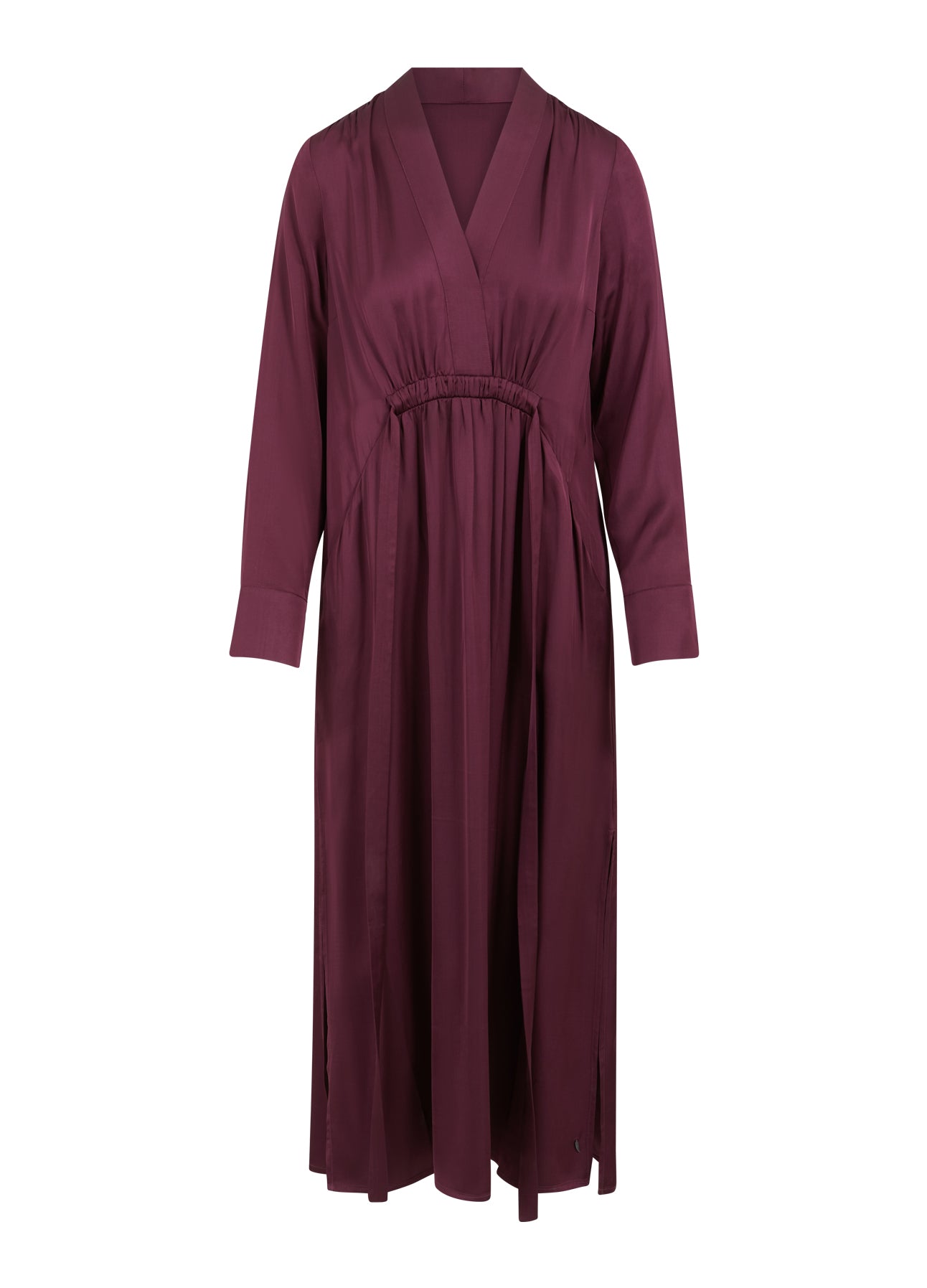 dress with v-neck gatherings - Bordeaux