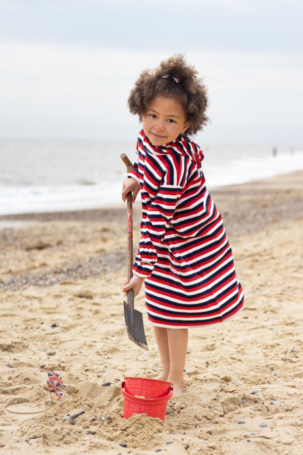Children's Hooded Towel Robe - Red/White/Blue