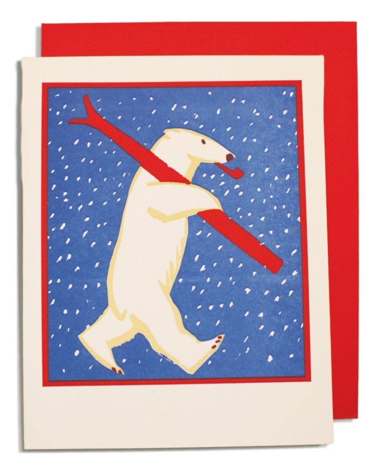 Christmas Skiing Polar Bear (Pack of 5)