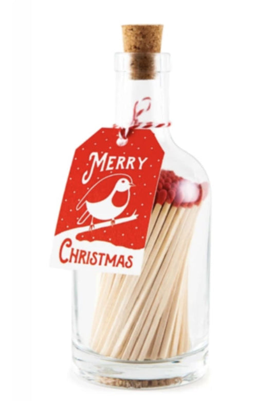 Luxury Glass Bottle Matches - Robin Merry Christmas