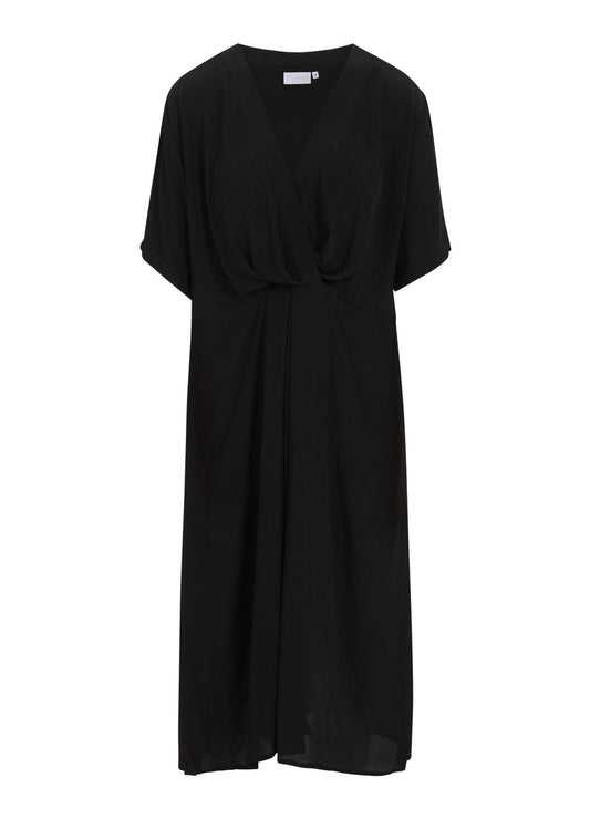 Dress with gatherings - black