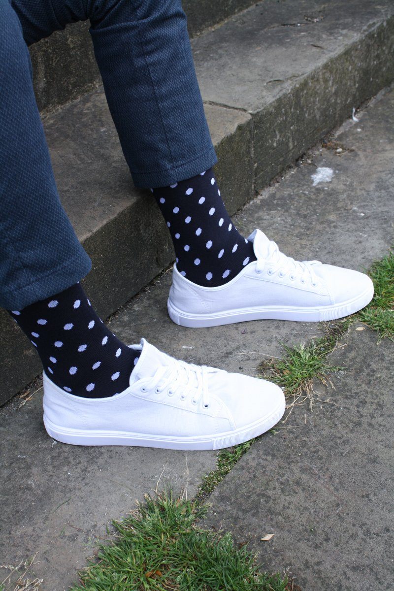 Navy Polka Dot Bamboo Socks