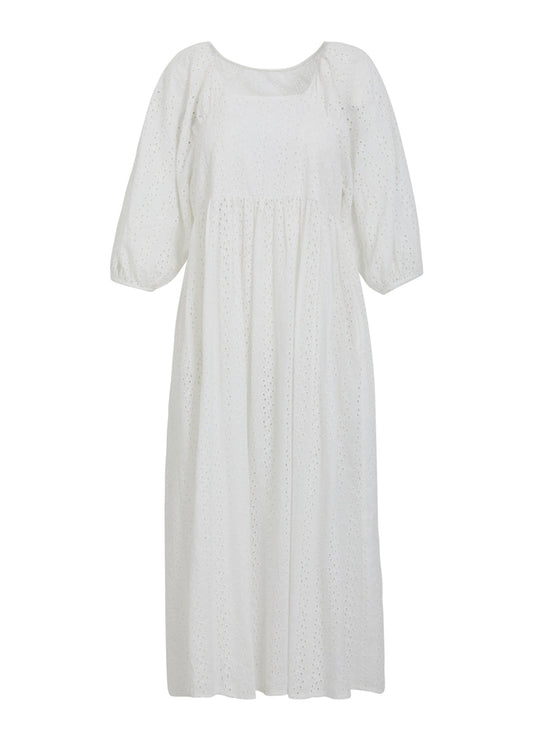 Nora Broderi Anglaise Dress - White