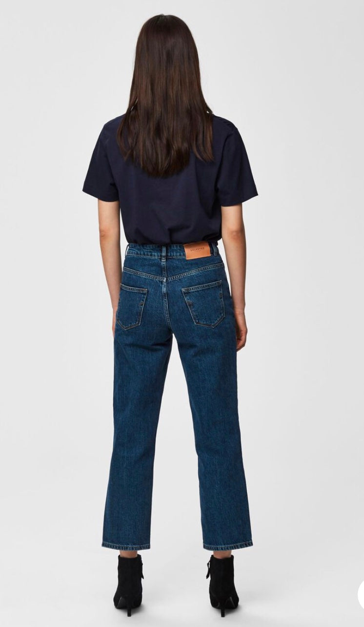 STRAIGHT LEG HW JEANS - Inky Blue