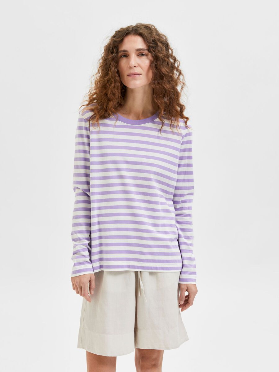 STRIPE LS TEE - Violet