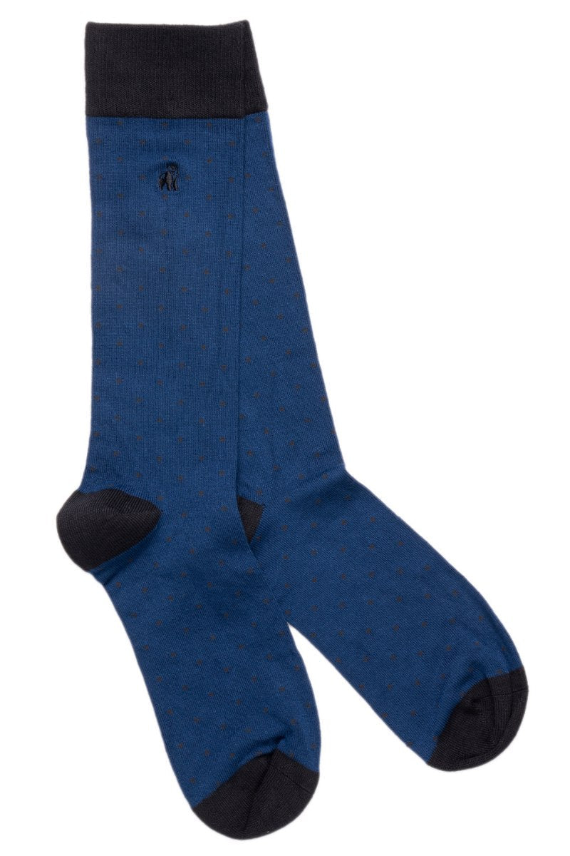 spotted royal blue/navy bamboo socks