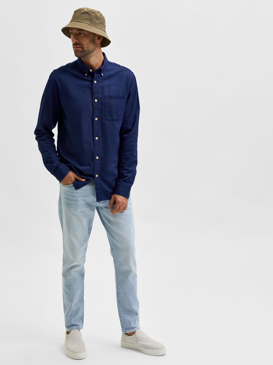 SLIM TAPERED FIT JEANS - Light Blue Denim
